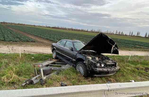 POL-PDNW: Polizeiautobahnstation Ruchheim - Anhänger überschlägt sich mehrfach neben A 61