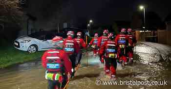 Relief centre set up after homes and roads are flooded in Yate after Storm Bert