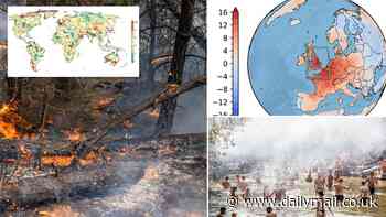 Unexplained heatwave hotspots are popping up like 'angry skin blotches' around the globe - including one over the UK, concerning map reveals