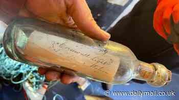 Message in a bottle from 1892 is discovered hidden inside the walls of a Scottish lighthouse - complete with a fascinating handwritten message