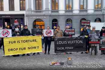 Actievoerders protesteren in Antwerpen tegen verkoop van bont door luxemerken: “Louis Vuitton heeft bloed aan de handen”