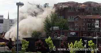 See moment historic Scottish and Newcastle Brewery site is reduced to rubble in controlled blast