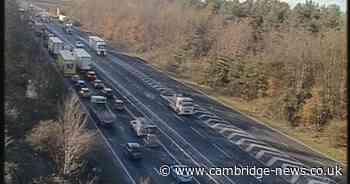 Multi-vehicle crash causes long delays on A14