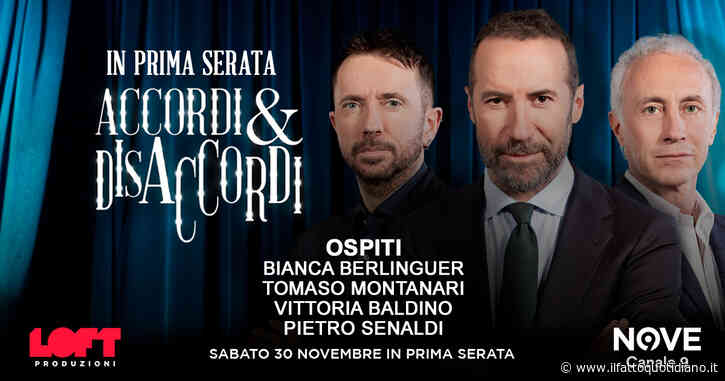 Berlinguer, Montanari, Baldino e Senaldi ospiti di Luca Sommi ad Accordi&Disaccordi il 30 novembre su Nove. Con Travaglio e Scanzi