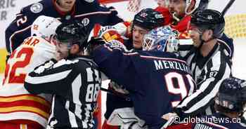 Flames lose 5-2 to Blue Jackets in fight-filled game