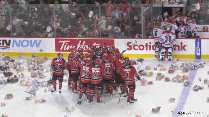 Calgary Hitmen happy to cap busy weekend stretch with annual Teddy Bear Toss game