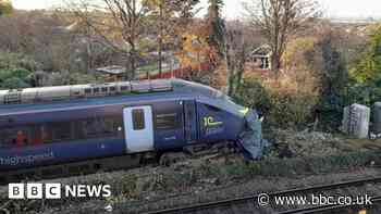 Train derails 'inches from family's garden'