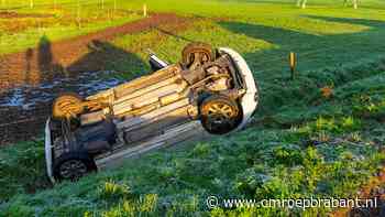 112-nieuws: auto op de kop in de sloot • bestuurder gewond na botsing