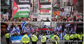 Heavy police presence near London Christmas shoppers amid protests