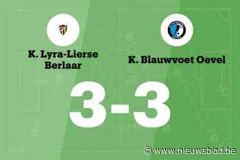 Zegereeks Blauwvoet Oevel ten einde door gelijkspel tegen Lyra-Lierse
