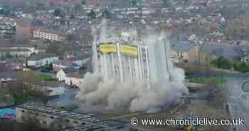 See incredible drone footage of the explosive demolition of Hexham House in Newcastle