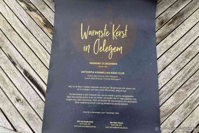 Zoektocht naar eenzamen voor Warmste Kerst in Oelegem, gratis feestmaal, verloopt moeizamer dan gedacht