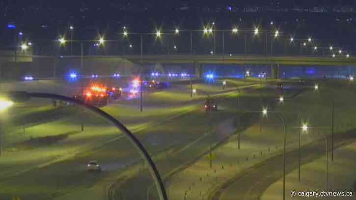 Crash on Stoney Trail near Deerfoot Trail