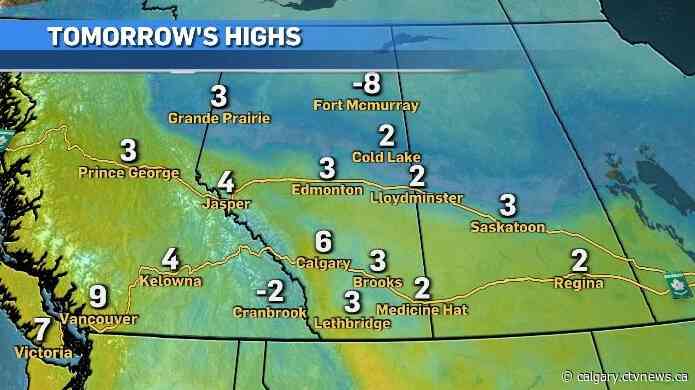 Let the melt begin – daytime highs as warm as 6 C this week