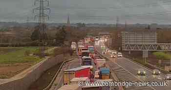 Live A14 updates as overturned lorry closes road