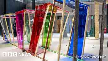 Students make sculpture from demolition site doors