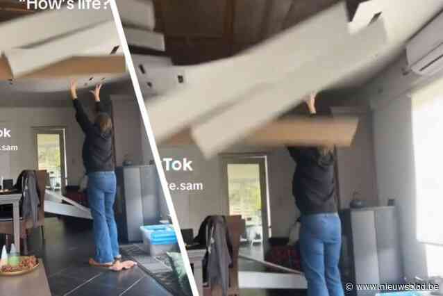 Lommelse Sam filmt plafond dat naar beneden komt en gaat viraal op TikTok