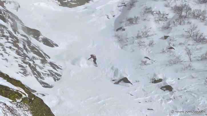 Avalanche Chases Snowboarder Down Tuckerman Ravine, New Hampshire