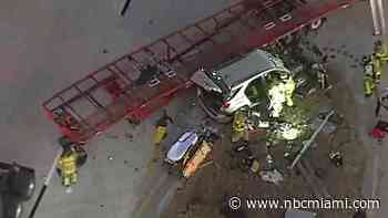 Man airlifted to hospital after violent crash on Krome Avenue in SW Miami-Dade
