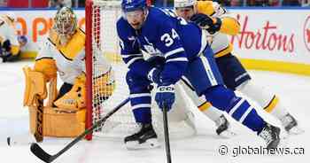 Matthews scores twice, Leafs down Preds 3-2