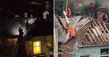Firm's labourers worked by phone light on roof with no scaffolding