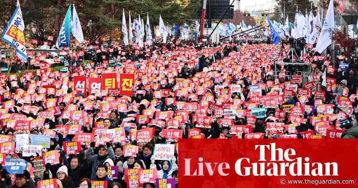 South Korea crisis live: thousands rally outside parliament as president faces impeachment vote