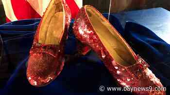 Stolen ruby slippers worn by Judy Garland in 'The Wizard of Oz' are auctioned for $28 million