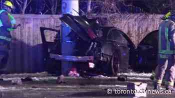 Car crash sends at least 2 to hospital and leaves debris on Mississauga Road