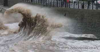 Large waves crash against Clevedon seafront as Storm Darragh brings 70mph winds