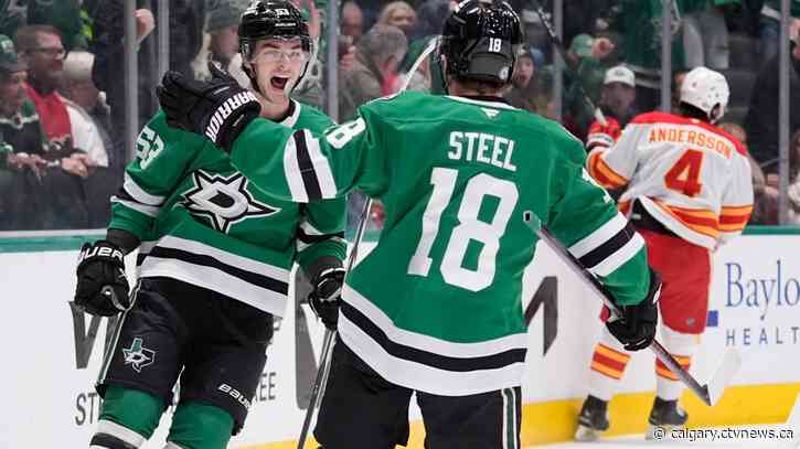 Hintz ignites third-period goal barrage as Stars beat Flames 6-2