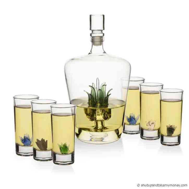 Tequila Decanter Set With Agave Decanter and 6 Agave Shot Glasses