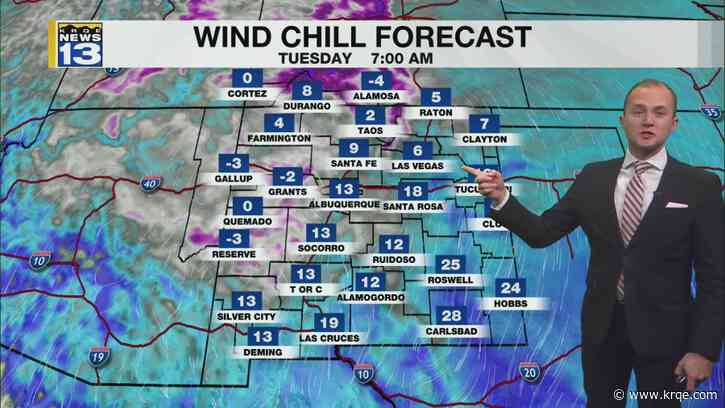 Very cold wind chills Tuesday morning and afternoon