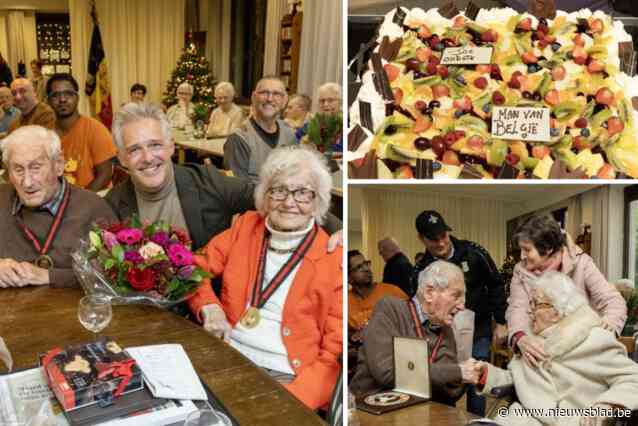 Jos (107) gevierd als oudste man van België in bijzijn van oudste vrouw Denise (109) en zanger Christoff: “Het is magnifiek”