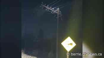 85-foot hydro pole snaps in ice storm