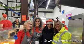 Vicky Pattison joins People's Kitchen volunteers making Christmas special for homeless with dogs