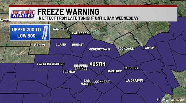 Freeze Warning for most of Central Texas tonight