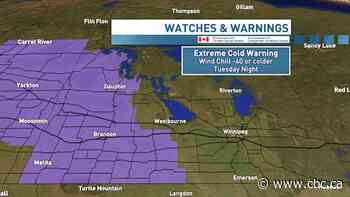 Wind chill values could make it feel like –40 in parts of western Manitoba