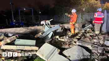 Building collapses due to explosion inside