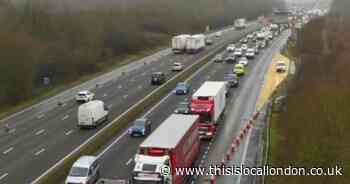 LIVE updates as M26 closed due to lorry fire causing SEVERE delays