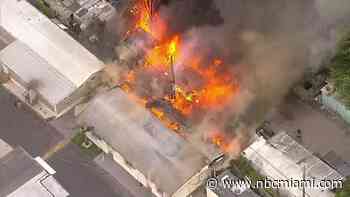 Fire at Miami-Dade mobile home park sends huge flames, smoke into the air