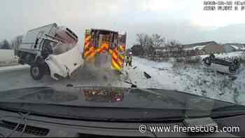 Watch: Box truck slams into Mich. fire engine