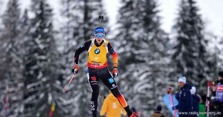 Biathletinnen Voigt und Preuß in Hochfilzen auf dem Podest