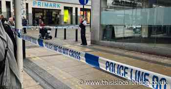 Crime scene in Romford Town centre after incident at bank