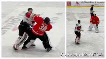 Heftiger Fight in der Eishockey-Bayernliga: Ex-Starbulls-Keeper lässt die Fäuste fliegen