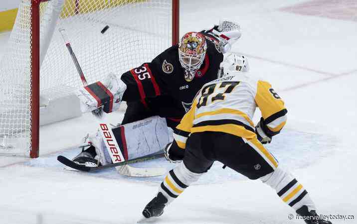 Ullmark’s surprise start helps Senators beat Penguins 3-2 in OT