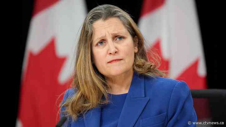Finance minister Chrystia Freeland quits cabinet hours before economic update