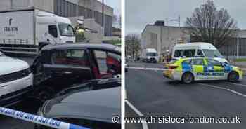 Two people in hospital after emergency services flock to scene of crash
