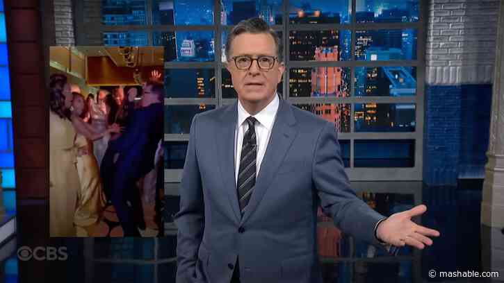 Stephen Colbert gleefully responds to viral clip of himself dancing with Oprah