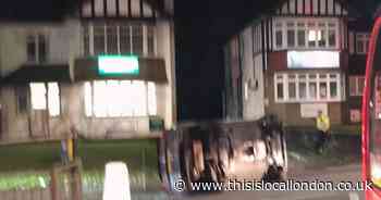 Man treated at scene of Orpington crash as car flips after crashing with railings