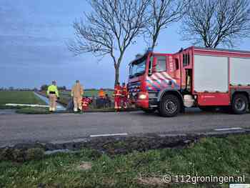 Paardentrailer belandt in de sloot aan de Boersterweg in Sint Annen